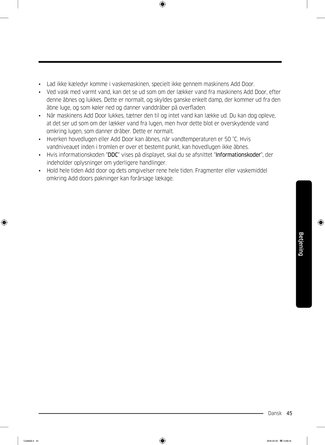 Samsung WD10N84INOA/EE manual Dansk 45  